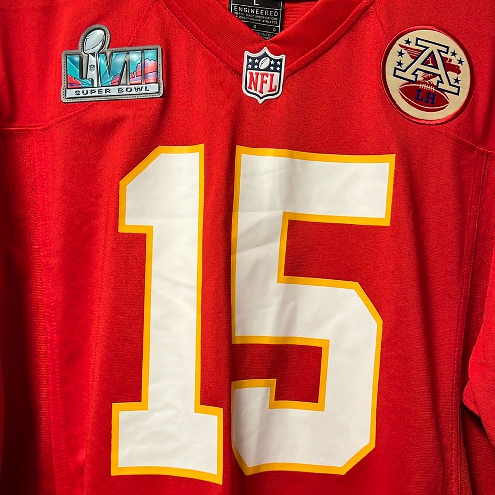 New Men’s NFL KC Chiefs 3X Super Bowl MVP Winner Patrick Mahomes #15 Nike Jersey - Picture 6 of 13